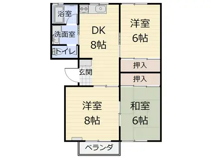 FAMILY HOUSE ココロ I(3DK/2階)の間取り写真