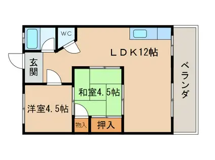 松里マンション(2LDK/2階)の間取り写真
