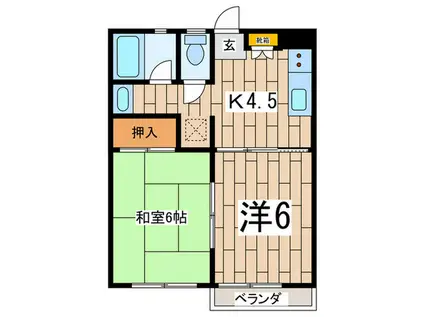 ハイツ竹林(2K/2階)の間取り写真