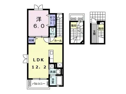 ヤハタフジ(1LDK/3階)の間取り写真