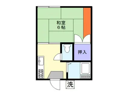 倉田ハイツ(1K/2階)の間取り写真