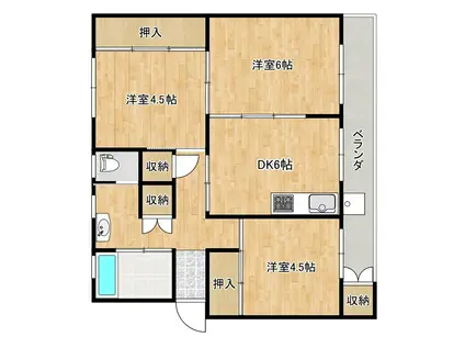 引地ビル(2LDK/4階)の間取り写真