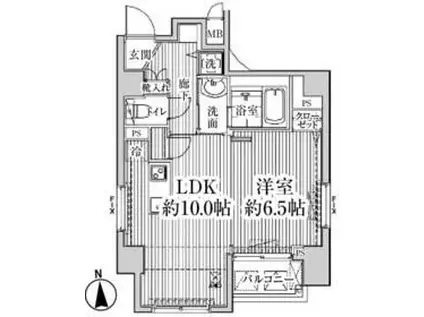 HF東中野レジデンス(1LDK/6階)の間取り写真