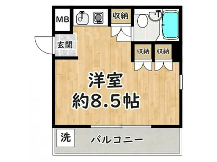 シャイニーキューブ次屋(ワンルーム/2階)の間取り写真