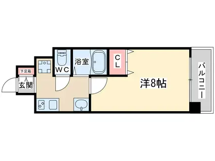 シティスパイア北梅田(1K/2階)の間取り写真