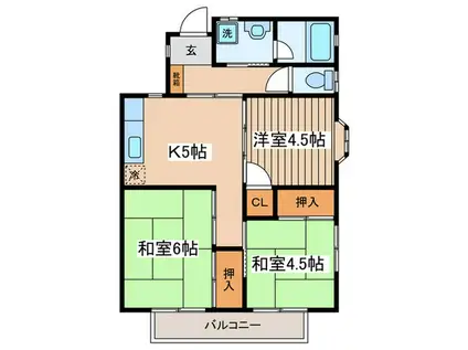 小川ハウス第2(3K/2階)の間取り写真
