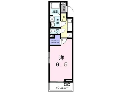アムノスI(1K/2階)の間取り写真