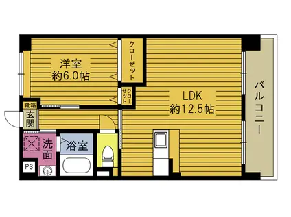 ＪＲ日豊本線 東別府駅 徒歩2分 5階建 築16年(1LDK/3階)の間取り写真