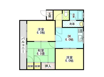 BELL せいら(3DK/1階)の間取り写真