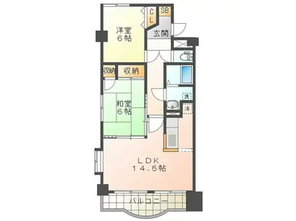 エクセレンスローベン(2LDK/4階)の間取り写真