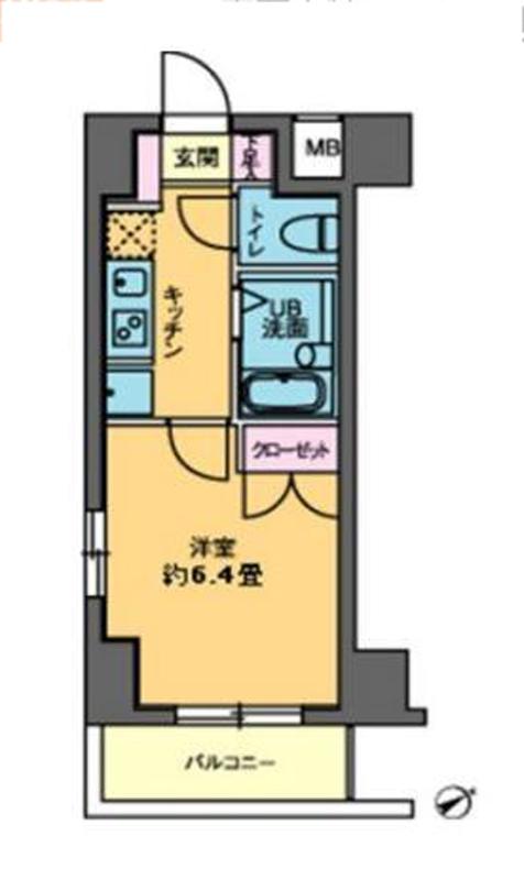 カスタリア要町(1K/2階)の間取り写真