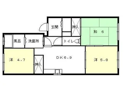 カルネY(3DK/1階)の間取り写真