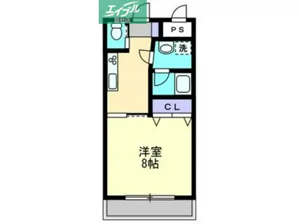 ハアラン一ノ宮(1K/3階)の間取り写真