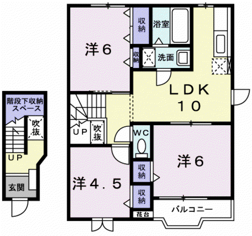 サンビーチ毛見I(3LDK/2階)の間取り写真