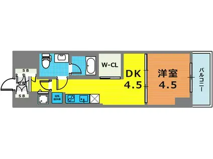 インプルーブ三宮イースト(1DK/3階)の間取り写真