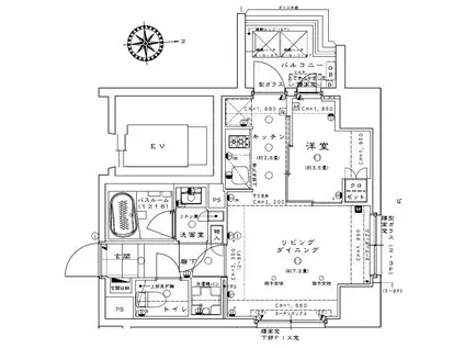 ライオンズ東向島ミレス(1LDK/8階)の間取り写真