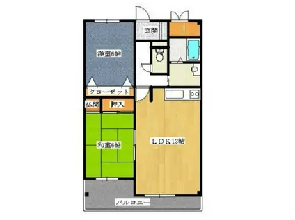 スカイロード(2LDK/3階)の間取り写真