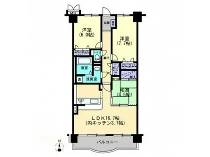 サントノーレ西市(3LDK/9階)の間取り写真