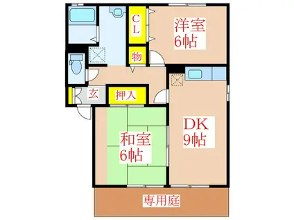 セジュール・エスポワA棟(2DK/1階)の間取り写真