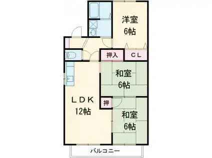 アーバンライフ津福(3LDK/2階)の間取り写真