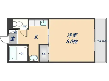 キンキ北ハイツ(1DK/3階)の間取り写真