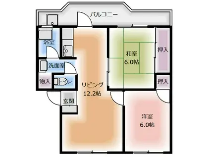 錦江1号(2LDK/3階)の間取り写真