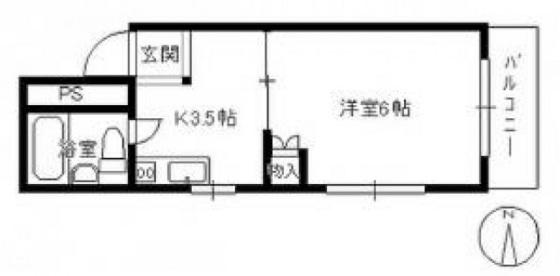 ロイヤル隅の浜(1K/3階)の間取り写真