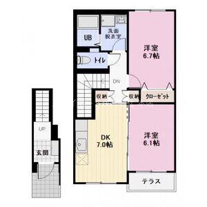 ユシェロA(2DK/2階)の間取り写真