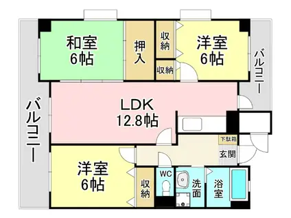 グレートハウス晩餐館(3LDK/5階)の間取り写真