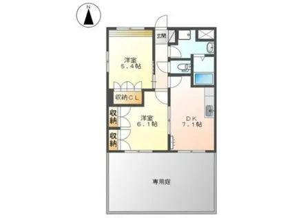 ウィステリアスプリングス(2DK/1階)の間取り写真