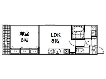 ベンリッジ(1DK/1階)の間取り写真