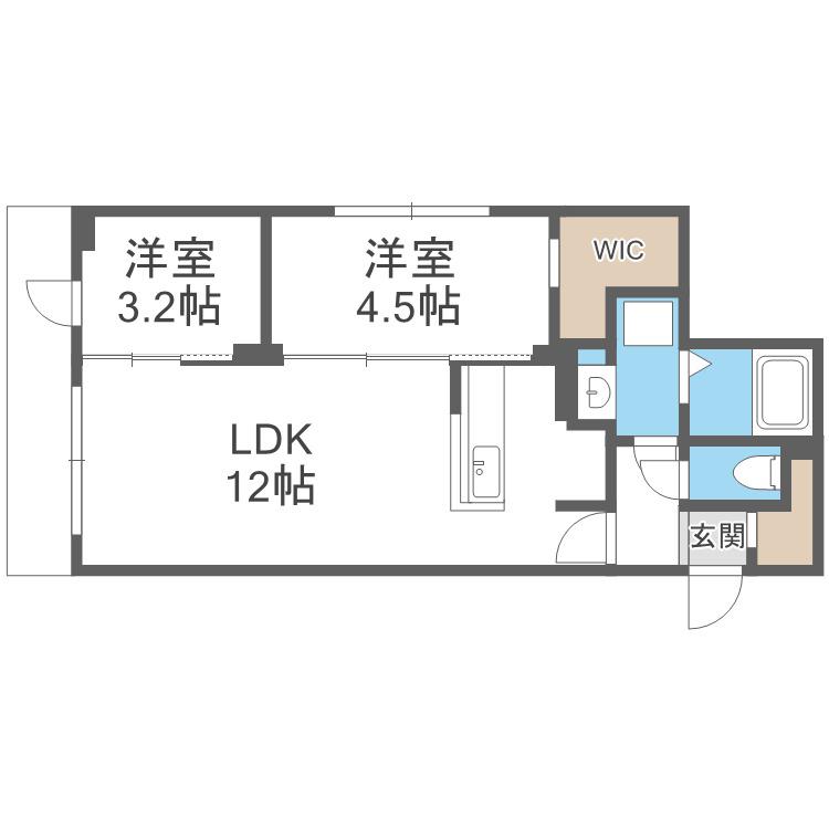DPレジデンス南円山(2LDK/2階)の間取り写真