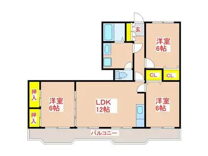 シティハイツ三洋(3LDK/6階)の間取り写真