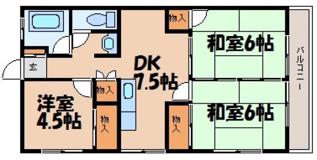 相原マンション(3DK/2階)の間取り写真