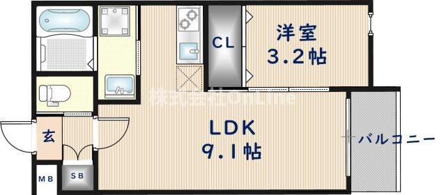 SANCTUARY TERRACE(1LDK/3階)の間取り写真
