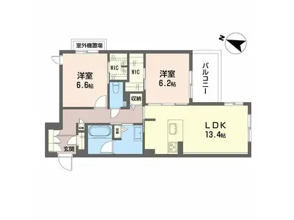 グランメゾン本山(2LDK/2階)の間取り写真
