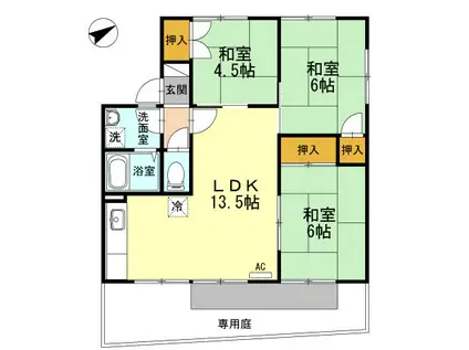 コートヴィレッジIII(3LDK/1階)の間取り写真