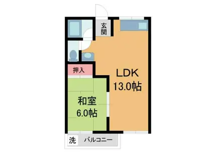 北山ハイツI(1LDK/2階)の間取り写真