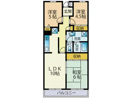 アンリベールII(3LDK/3階)の間取り写真