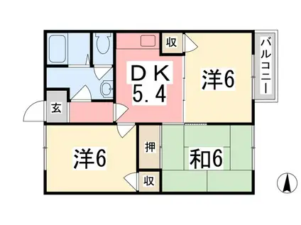 サンシャルマン勝原(3DK/2階)の間取り写真