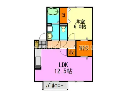 カンパーニュC(1LDK/2階)の間取り写真