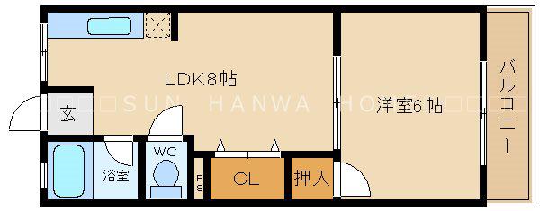 柴本マンション(1LDK/3階)の間取り写真