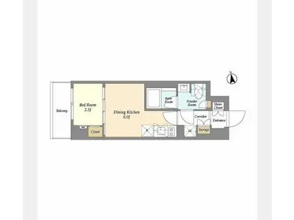 AIFLAT品川戸越パークサイド(1DK/2階)の間取り写真