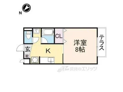 SURPLUS I ハピネスB(1K/1階)の間取り写真