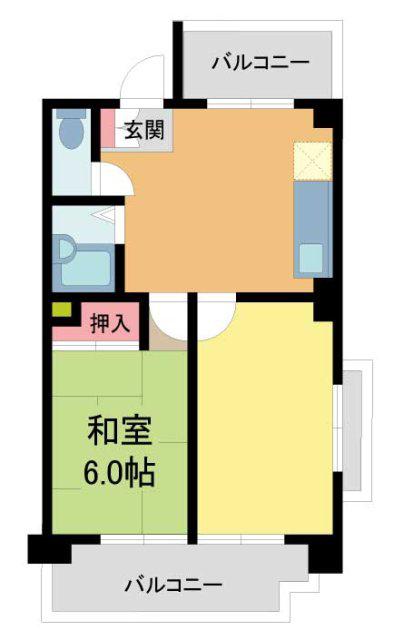 ブラン段上町(2DK/3階)の間取り写真