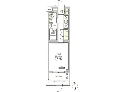 ARKMARK南品川(1K/5階)の間取り写真