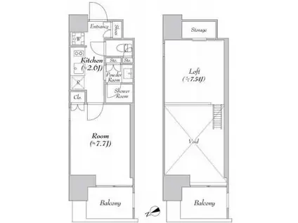カナルフロント芝浦(1K/11階)の間取り写真