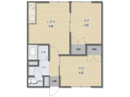 パレーシャル(2LDK/2階)の間取り写真