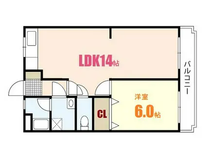 溝田ビルII(1LDK/2階)の間取り写真