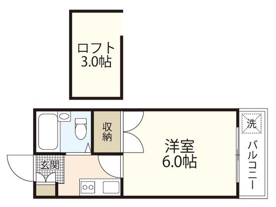 センチュリー21オバラ(1K/2階)の間取り写真
